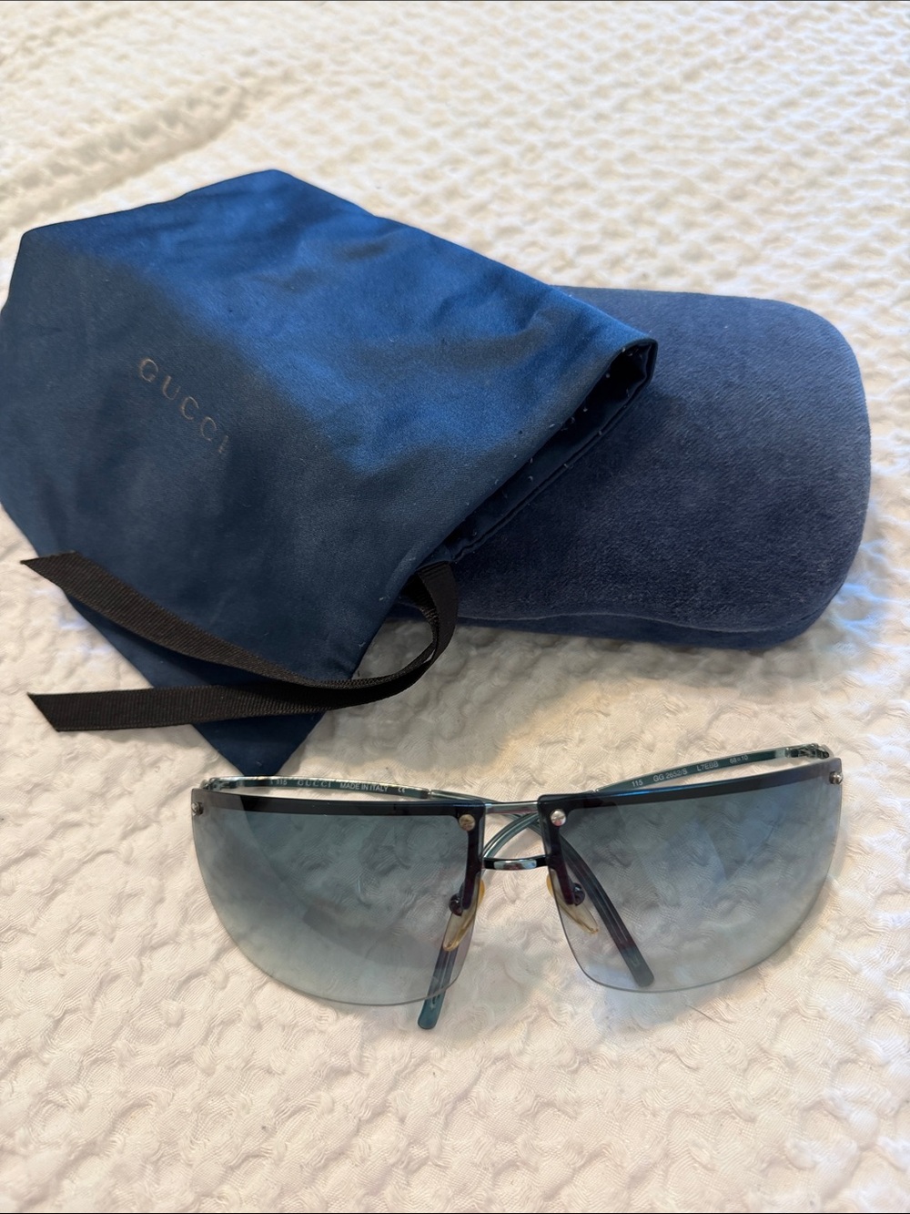 Gucci Rimless Sunglasses with Blue Gradient Lenses